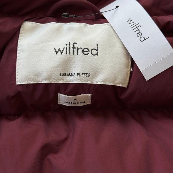 Aritzia Wilfred Laramie The Chalet Puffer Vest Goose Down Merlot Red Medium NWT - Picture 8 of 12